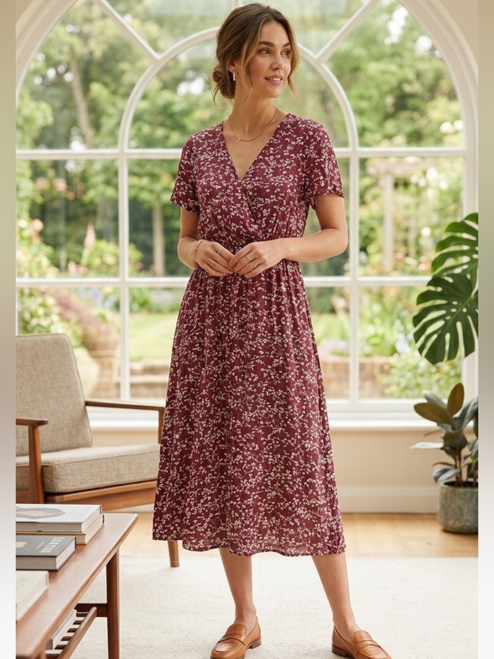 Nemidor Floral Dress in Red and White